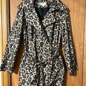 Michael Kors Leopard Print Trench Coat with Belt